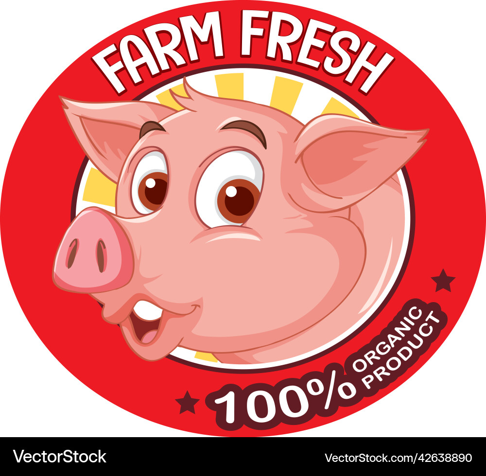 Pig farm fresh logo for pork products vector image