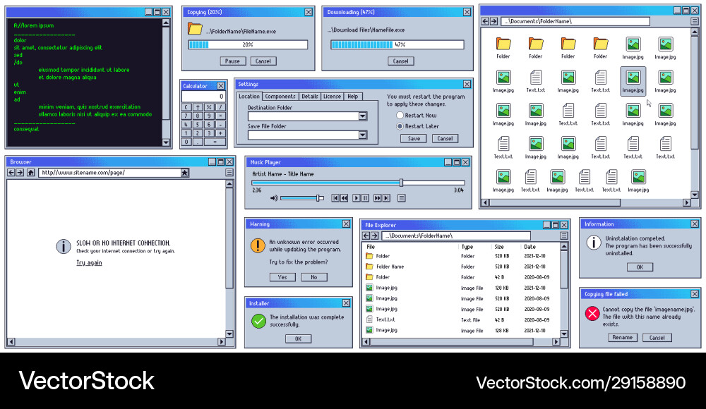 Retro Computer UI - Warnmeldung Vektorbild