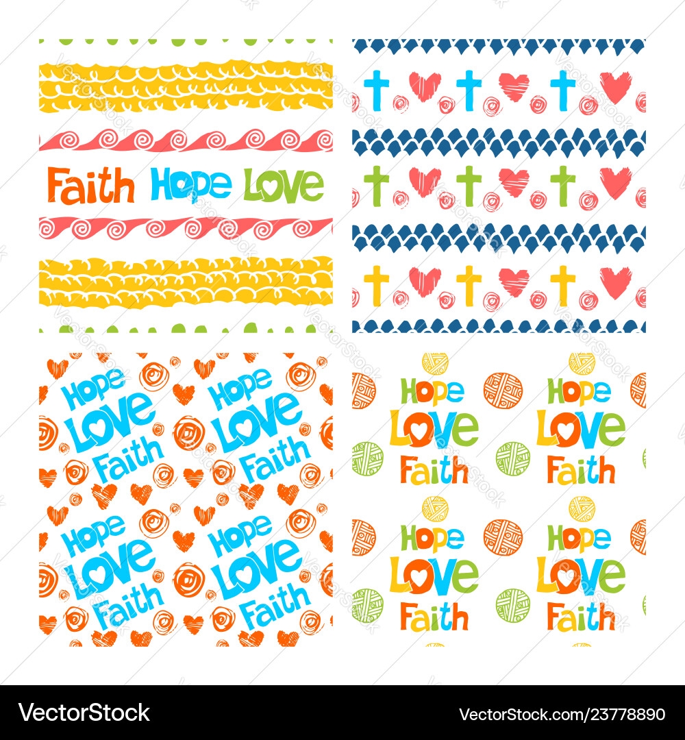 Set of hand drawn christian patterns vector image