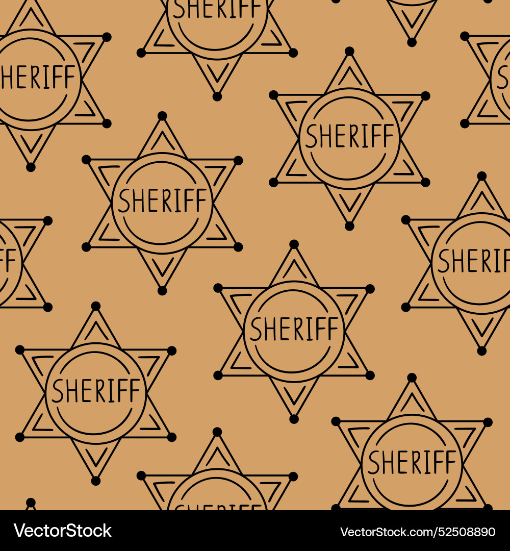 Sheriff badge seamless pattern background Sheriff badge seamless pattern background vector image