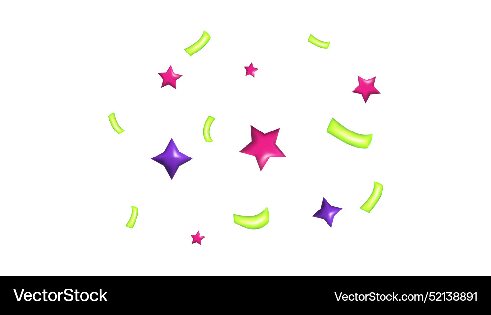 3d confetti firecracker ribbon paper element set 3d confetti firecracker ribbon paper element set Vector Image