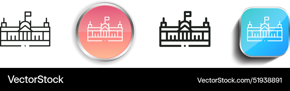 Bundestag icon thin linear regular and button Vector Image