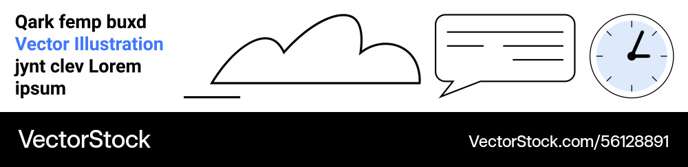 Cloud with text bubble and clock Cloud with text bubble and clock vector image