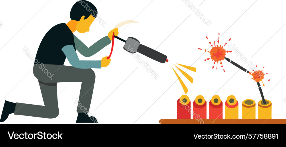 Man welding with sparks design generative ai Vector Image