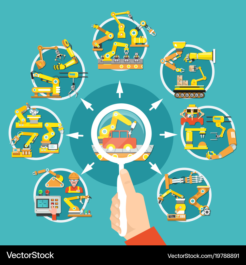 Robotic arm search composition vector image