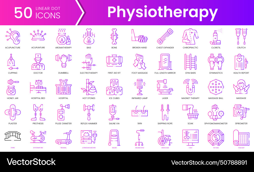Set of physiotherapy icons gradient style icon Set of physiotherapy icons gradient style icon Vector Image