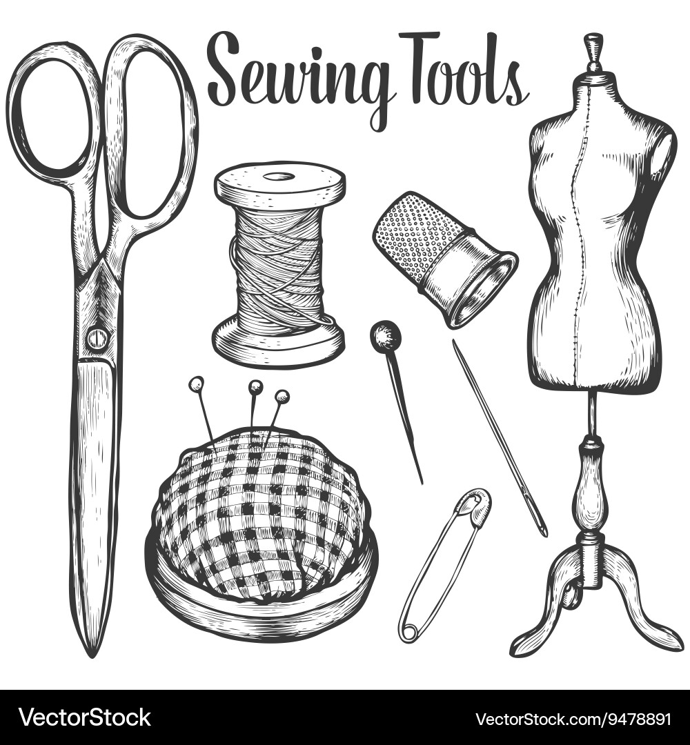 Sewing tools set Royalty Free Vector Image - VectorStock