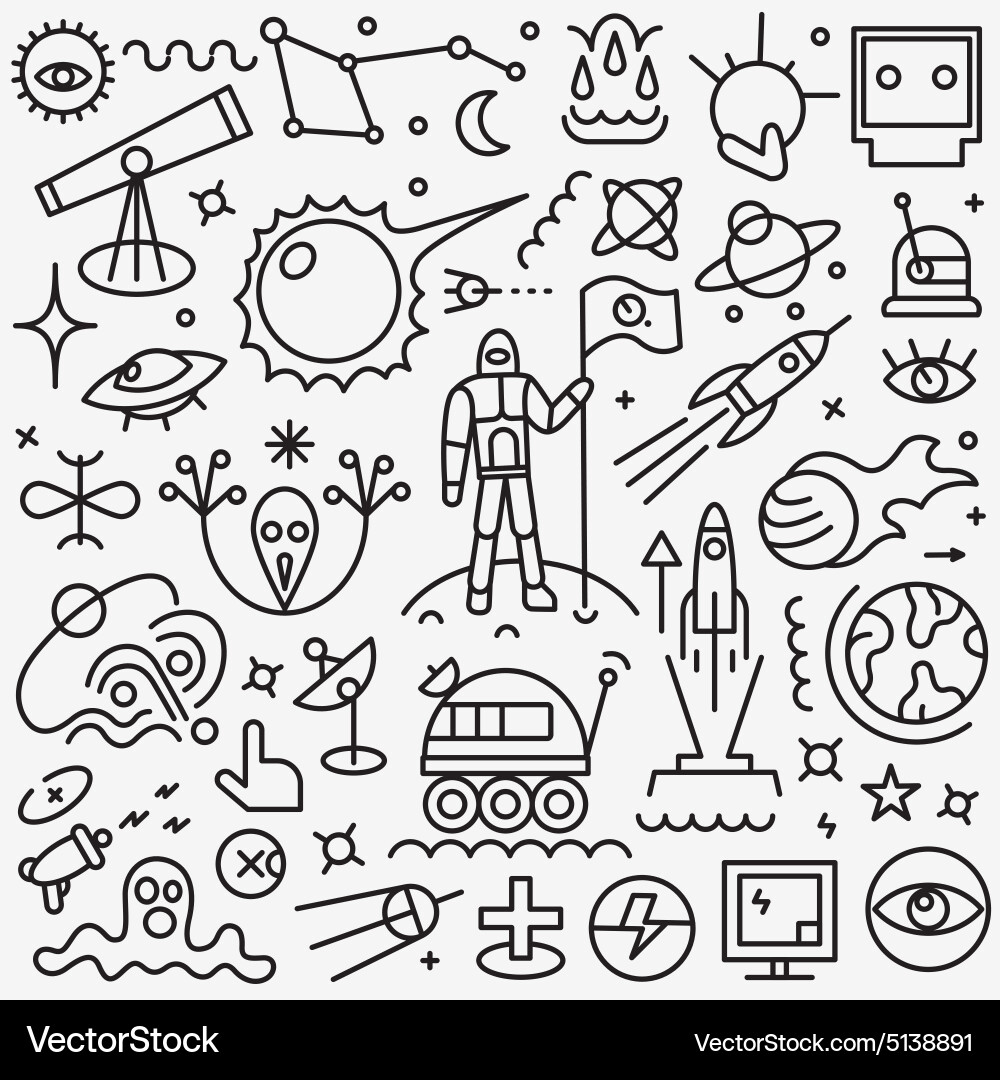 Space Icon Set Vector Image