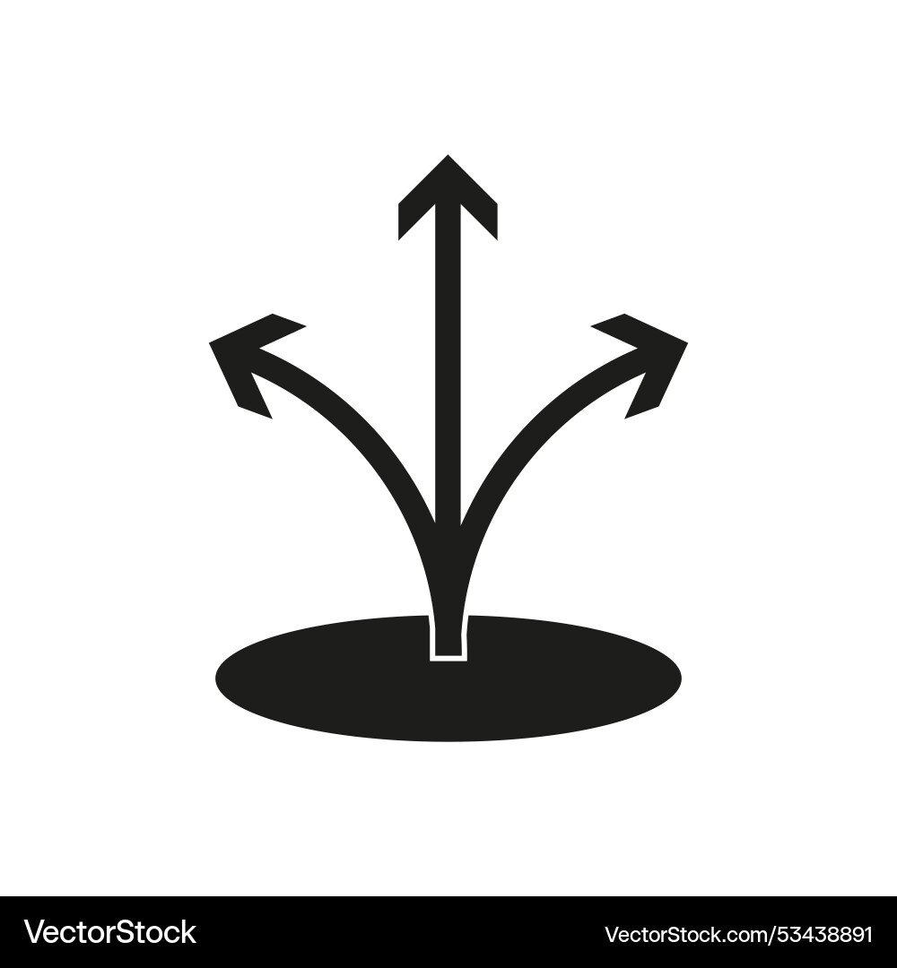 Three way arrow symbol multiple direction choice Three way arrow symbol multiple direction choice vector image