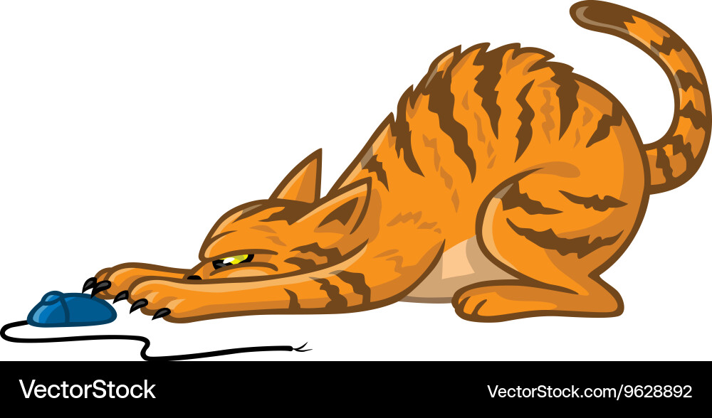 Cat Interacting with Mouse vector image