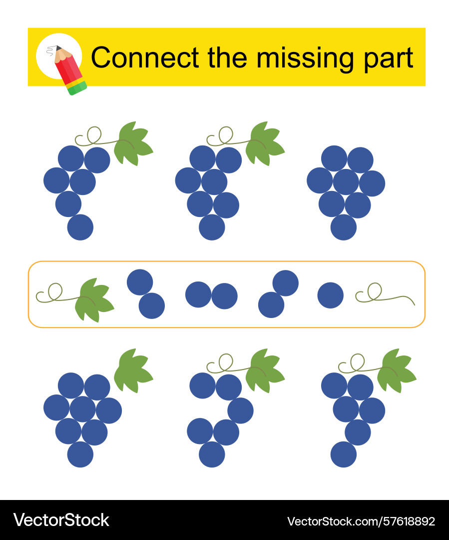 Connect the missing part attention task for kids vector image