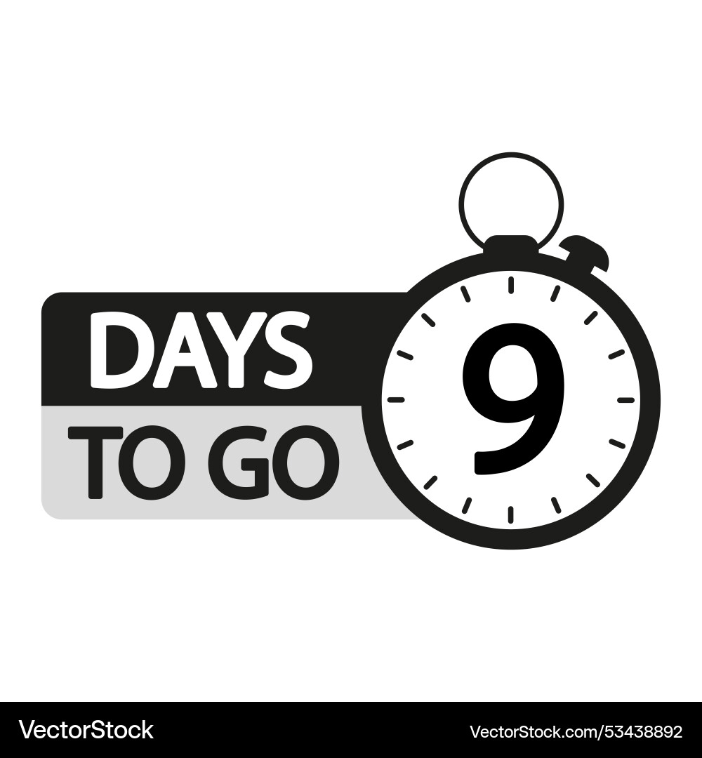 Countdown timer number nine focus bold 9 days Countdown timer number nine focus bold 9 days vector image