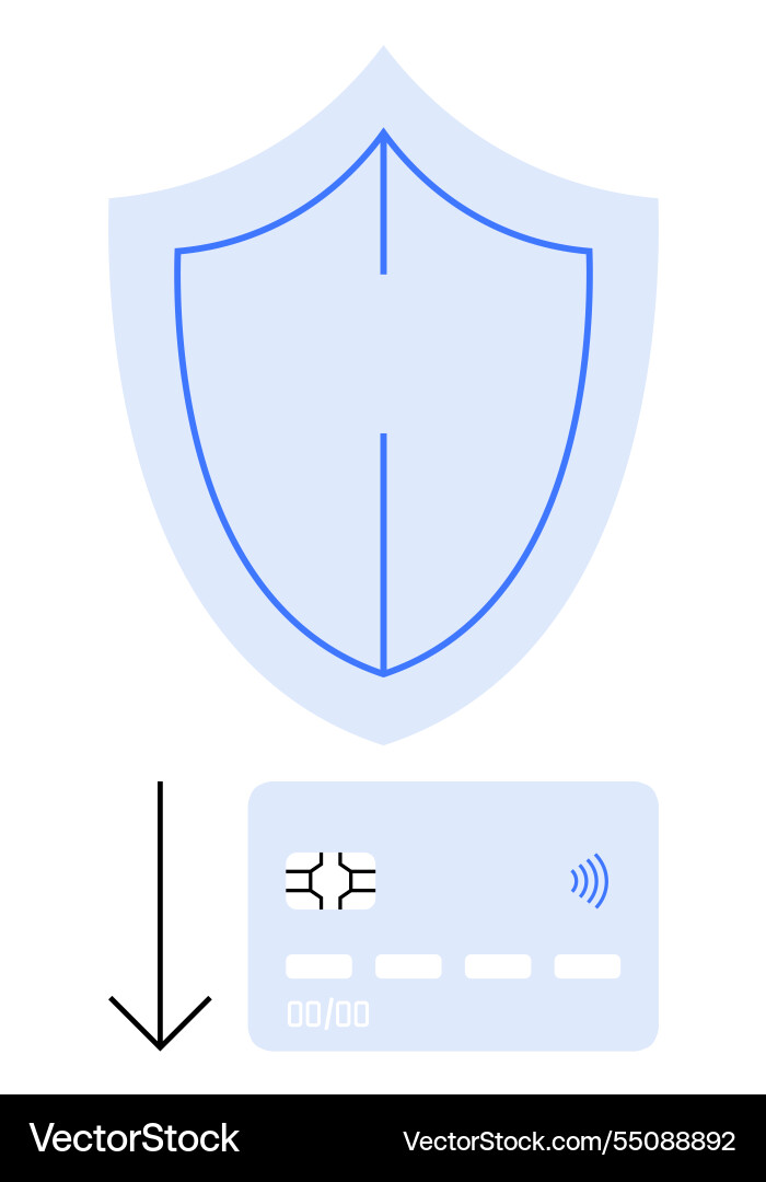 Data security concept with shield credit card Vector Image