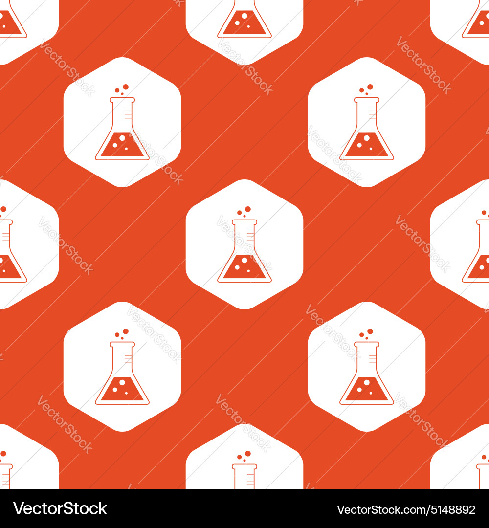 Orange hexagon conical flask pattern vector image