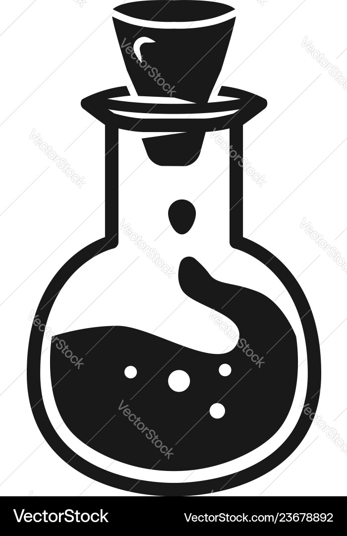 Round flask with liquid icon simple style Round flask with liquid icon simple style Vector Image