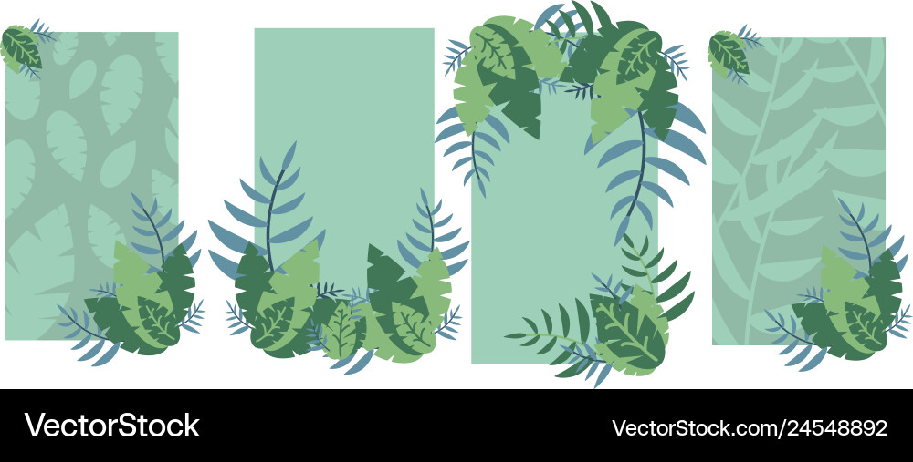 Set of 4 frames with flowers on the border vector image