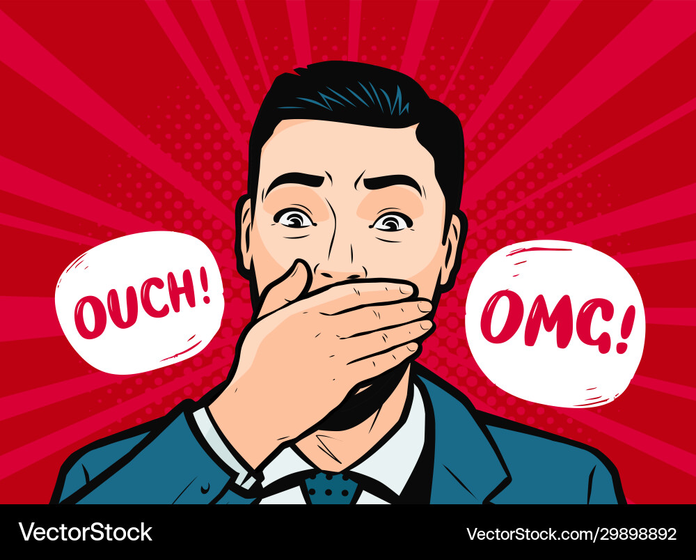 Surprised businessman retro comic pop art Surprised businessman retro comic pop art vector image