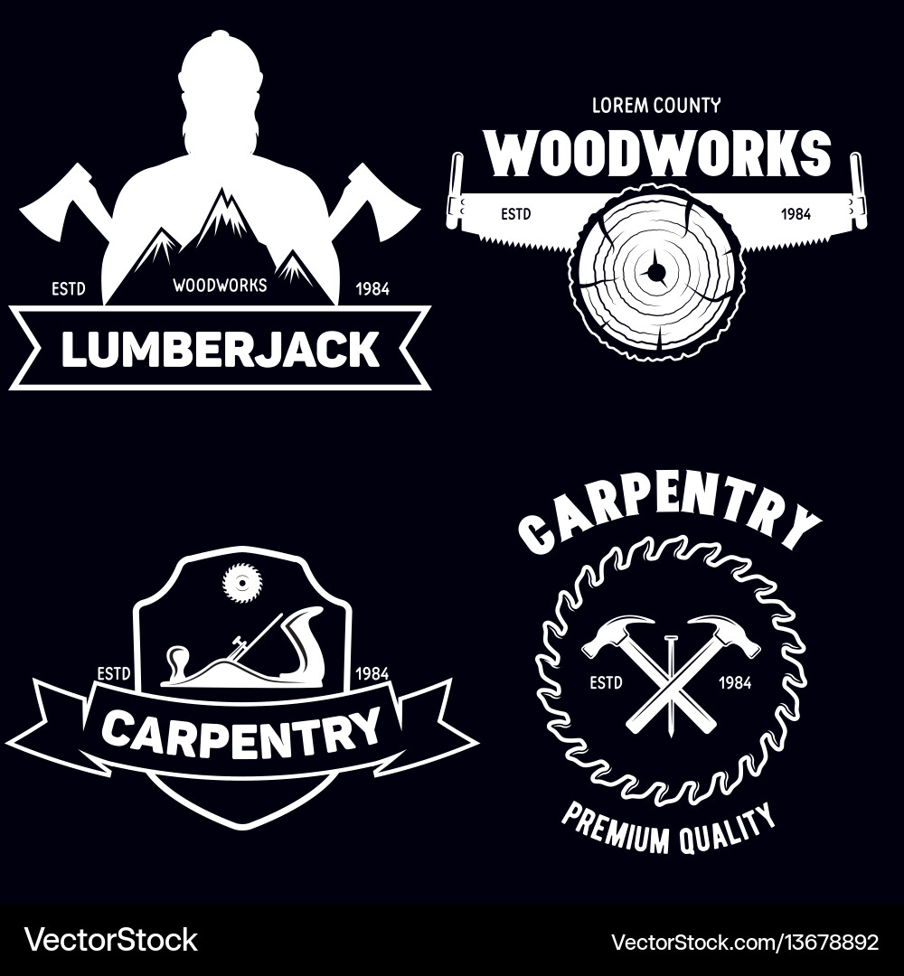 Vintage Lumberjack Labels Set Vector Image
