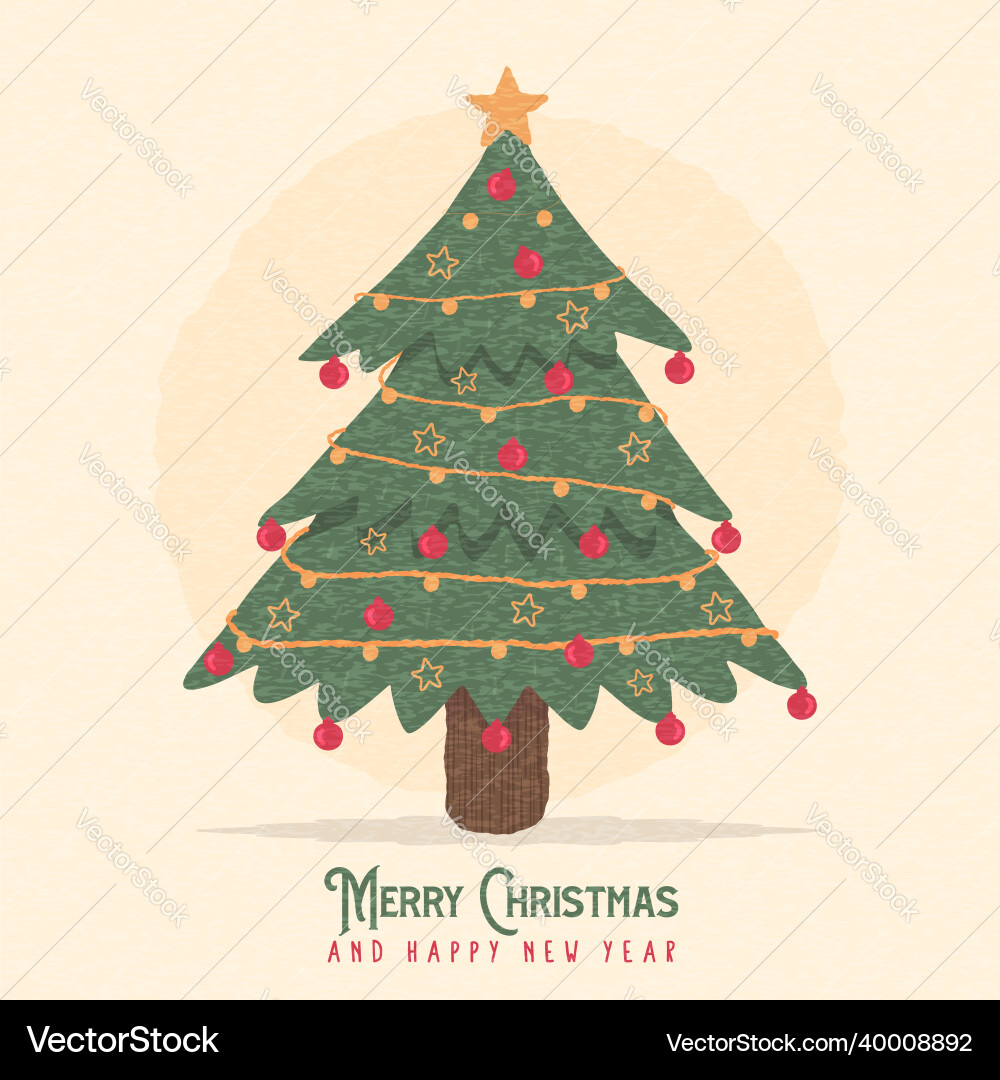 Year vintage pine tree cartoon card Year vintage pine tree cartoon card vector image