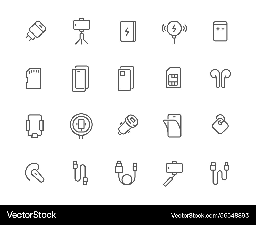 Editable icon set in line style on mobile Editable icon set in line style on mobile vector image