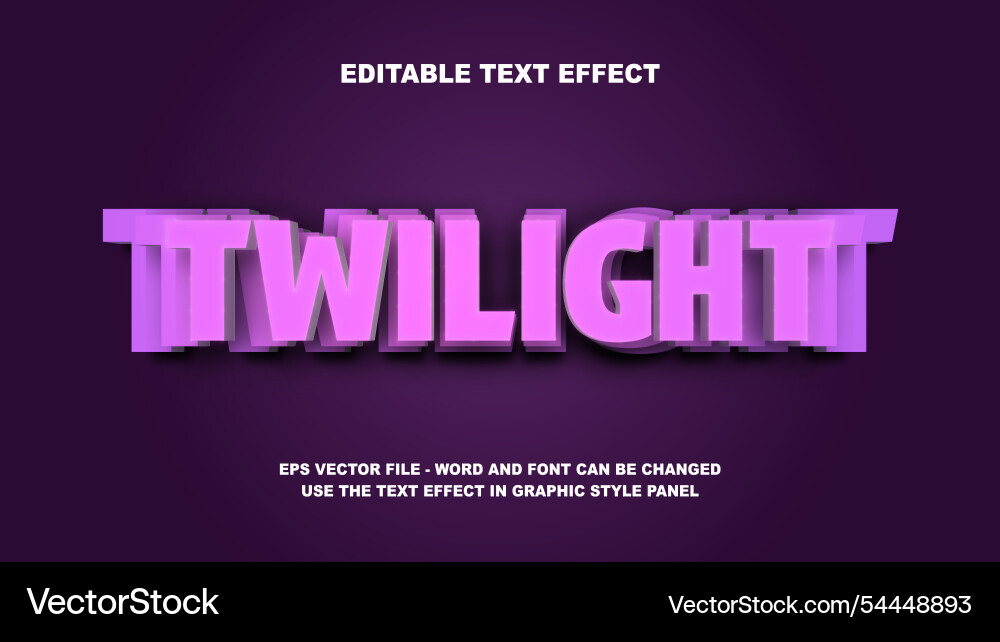 Editable text effect twilight 3d template Editable text effect twilight 3d template vector image