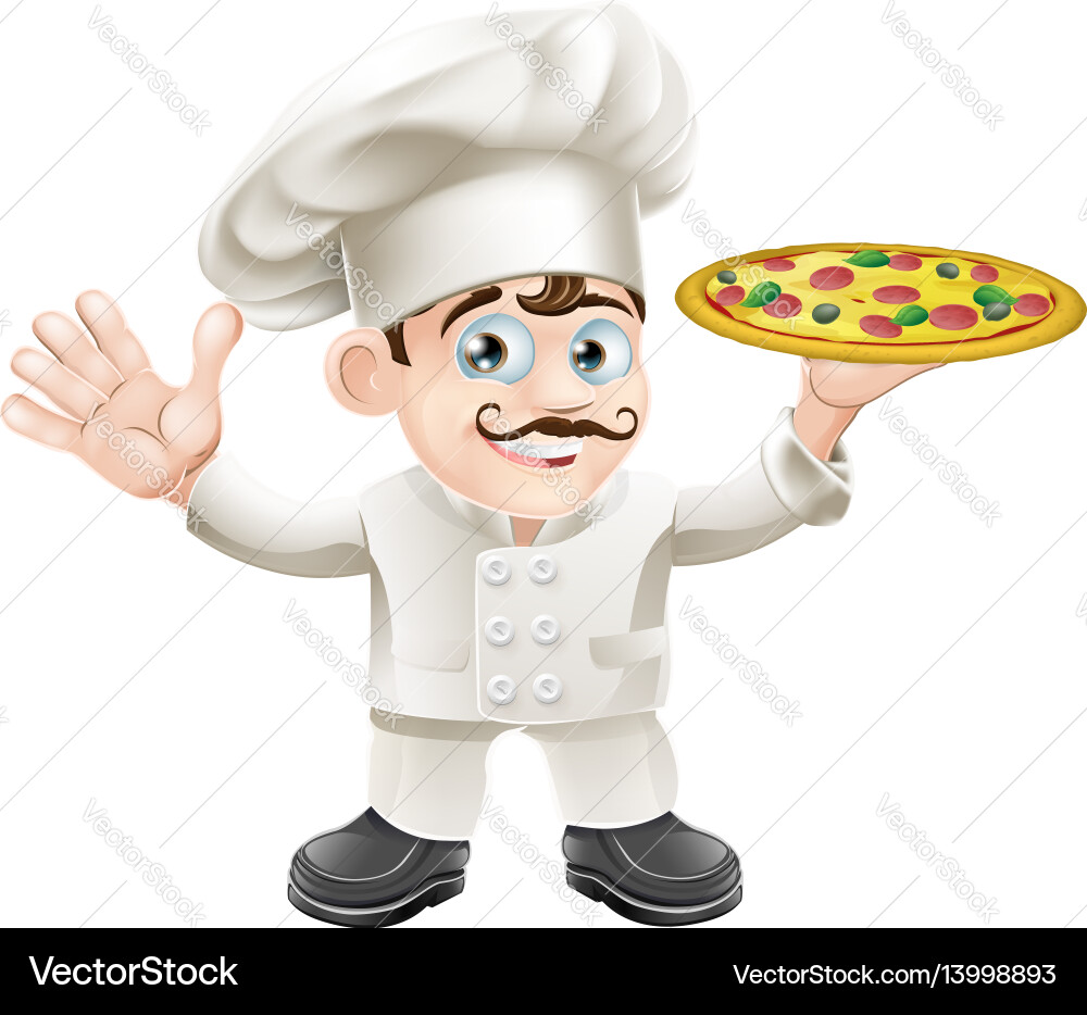 Italienische Pizza Koch Cartoon Italienische Pizza Koch Cartoon vektorbild