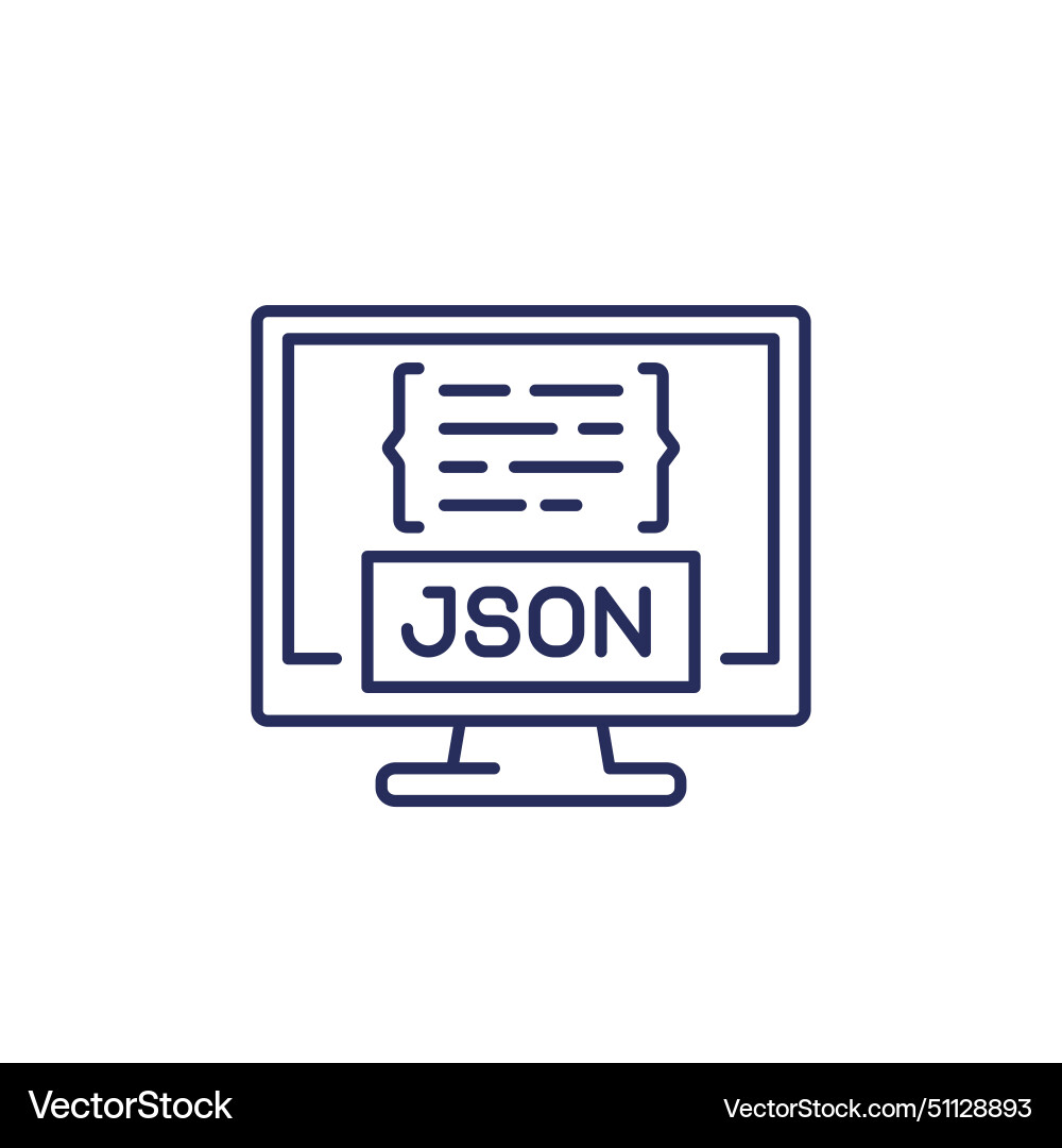 Json Line Icon mit einem Computer vektorbild