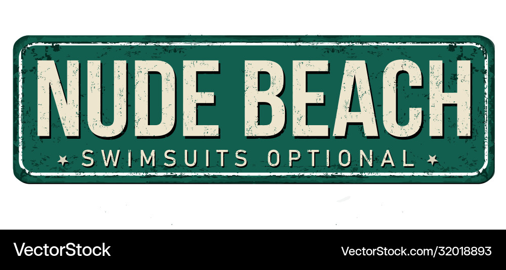 Nude beach vintage rusty metal sign Nude beach vintage rusty metal sign vector image