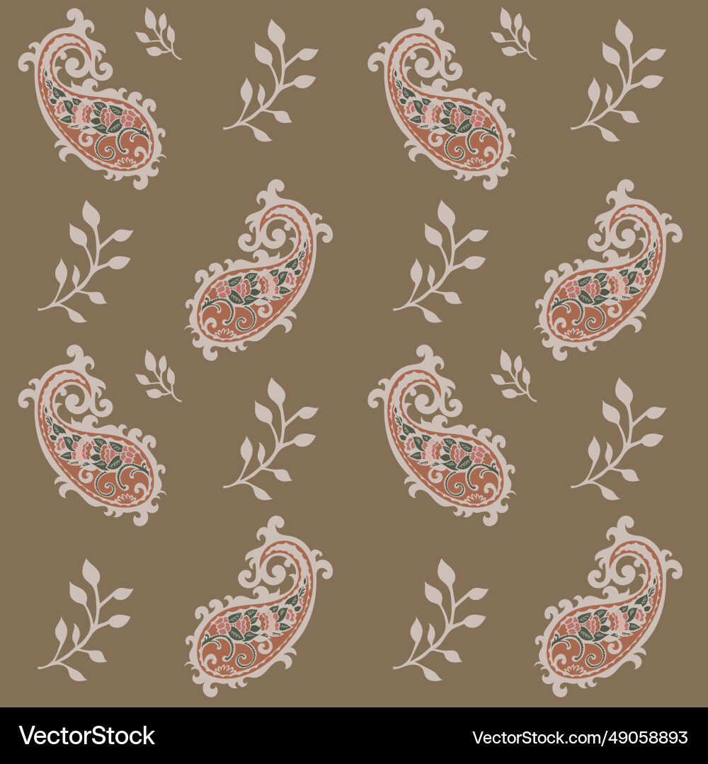Paisley ornament motif with branches and leaves Paisley ornament motif with branches and leaves vector image