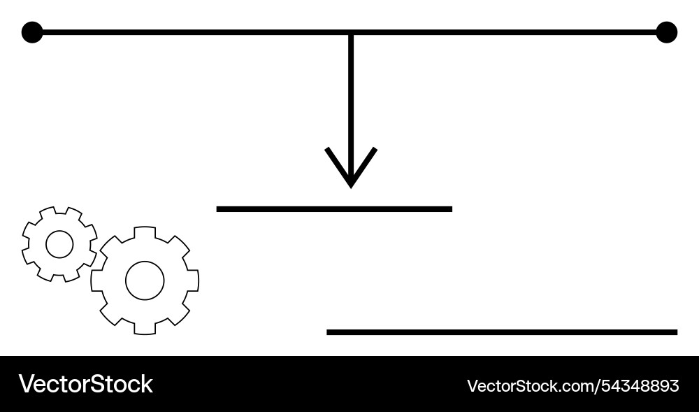 Simplified process flow with gears and arrow Simplified process flow with gears and arrow vector image