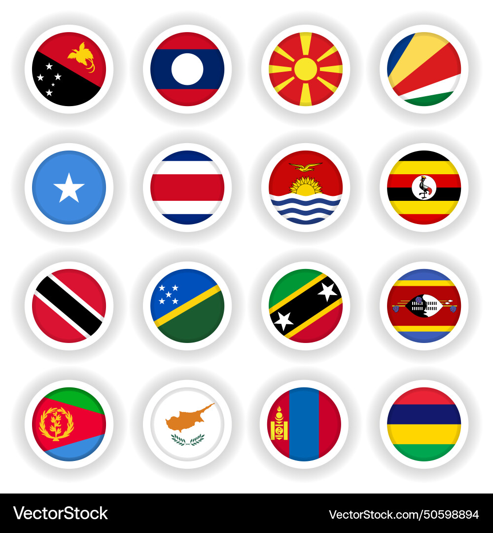 3d round buttons of national flags 3d round buttons of national flags vector image