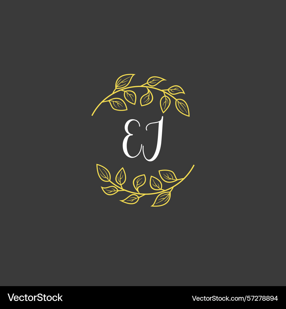 Botanical monogram logos with initial ej Vector Image