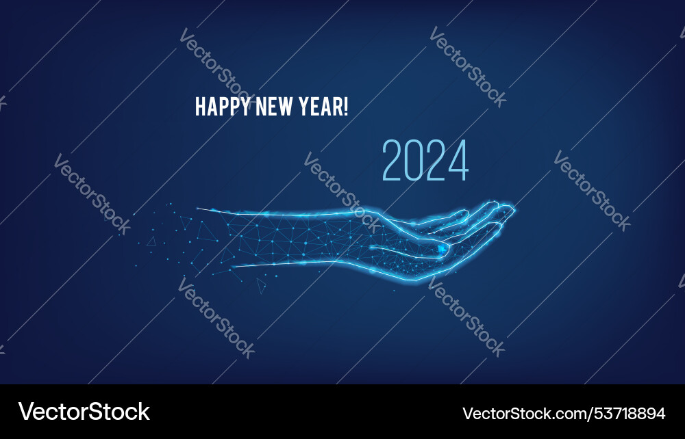 Frohes neues Jahr 2024 in Hand aus Dreiecken Frohes neues Jahr 2024 in Hand aus Dreiecken vektorbild