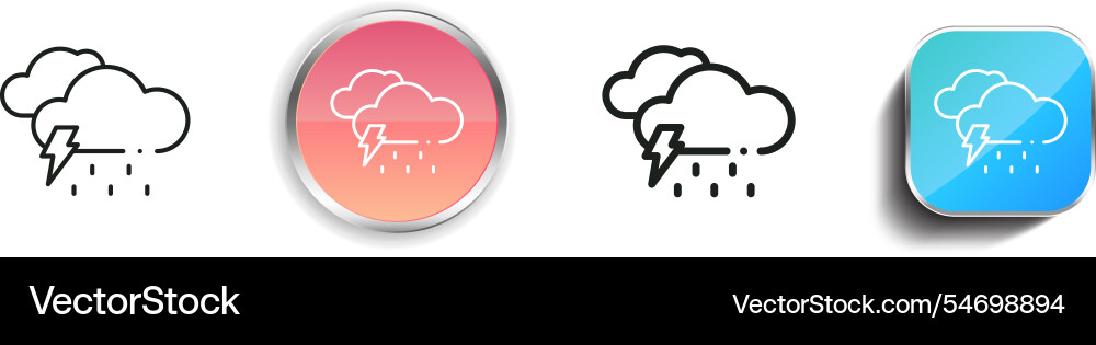 Heavy rain icon thin linear regular and button vector image