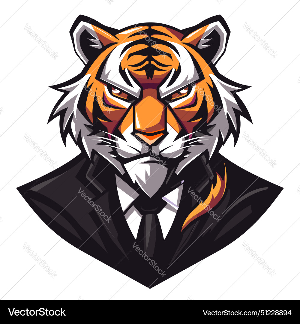 Male businessman tiger in a suit esport logotype vector image