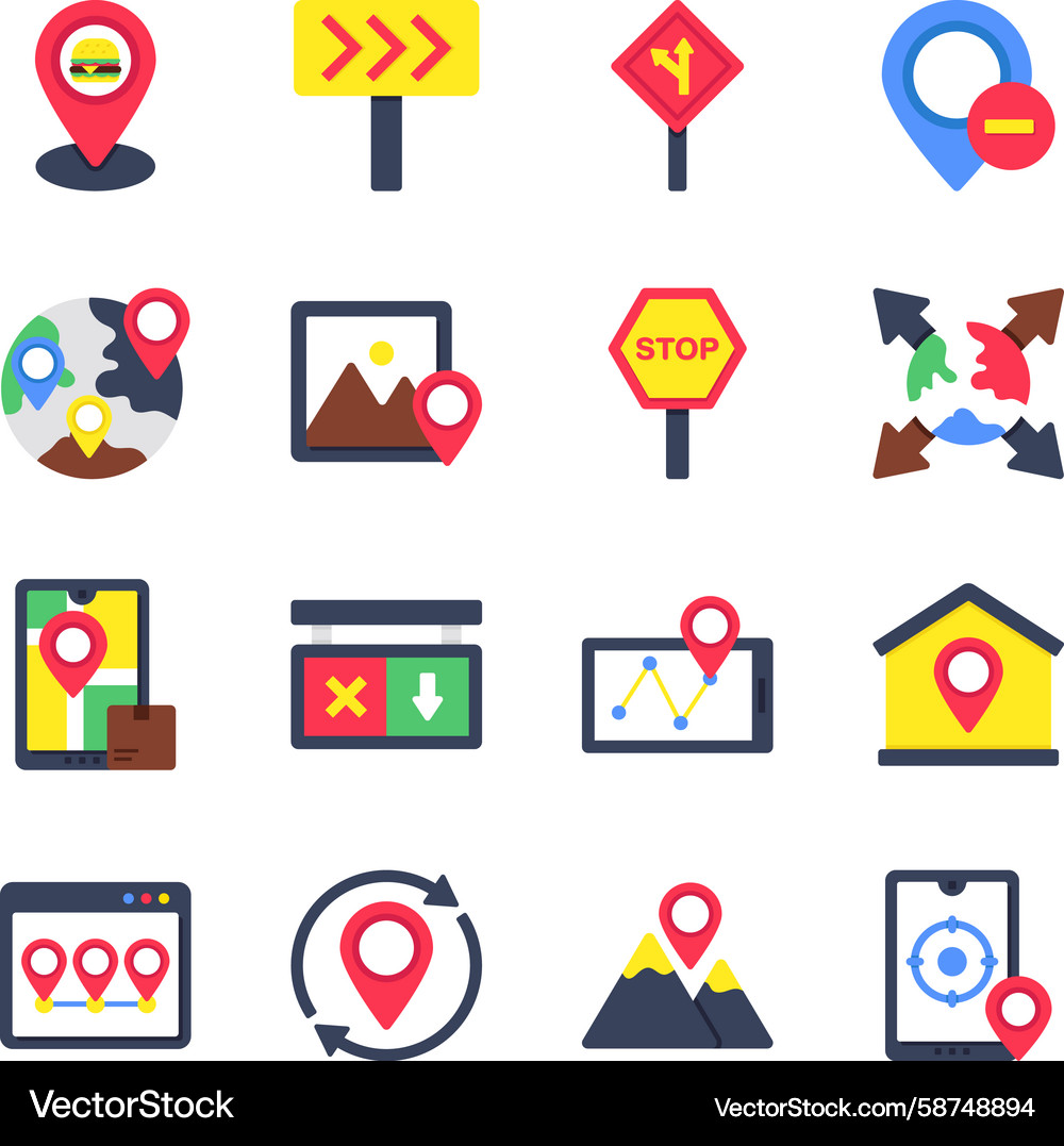 Navigation & Location Icons Vector Image