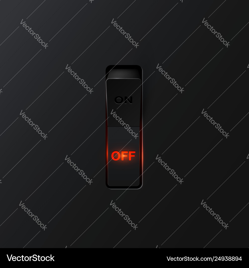 Realistic black switch with backlight off Vector Image