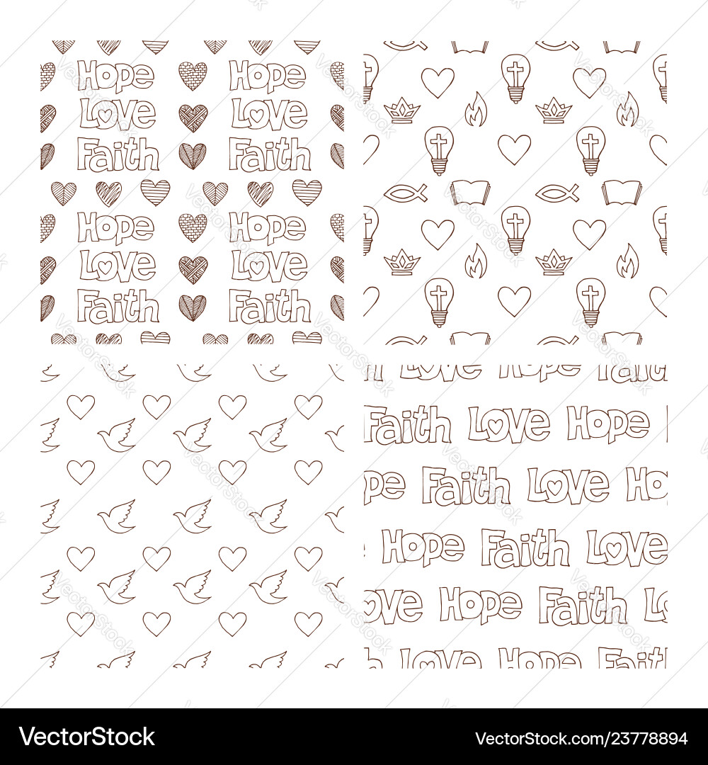 Set of hand drawn christian patterns vector image