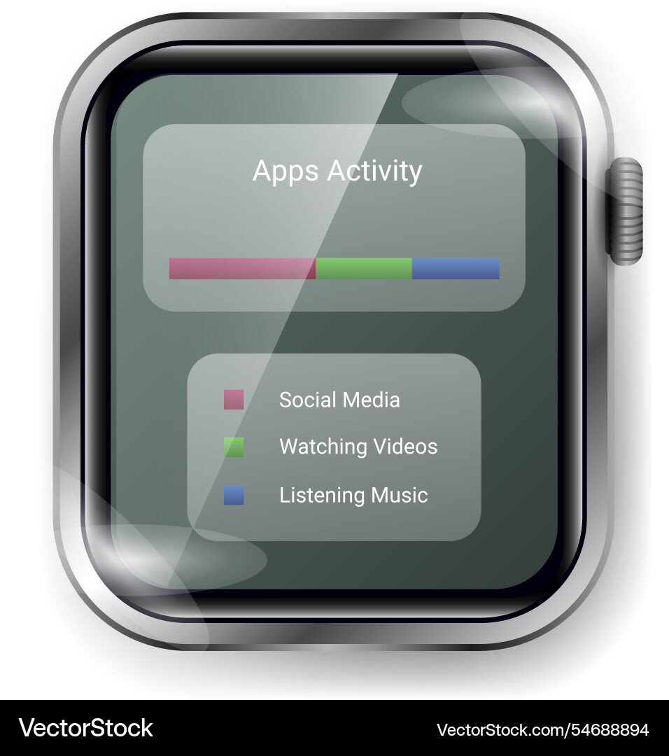 Smartwatch screen time usage report ui display Vector Image