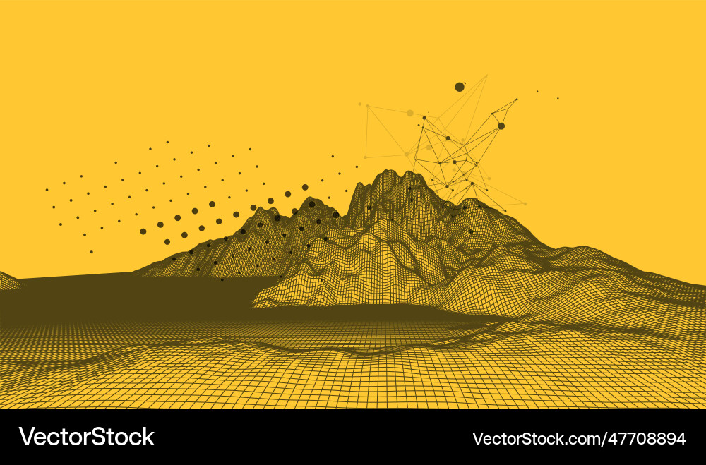 Wireframe Mountain Background - Abstract Tech vector image