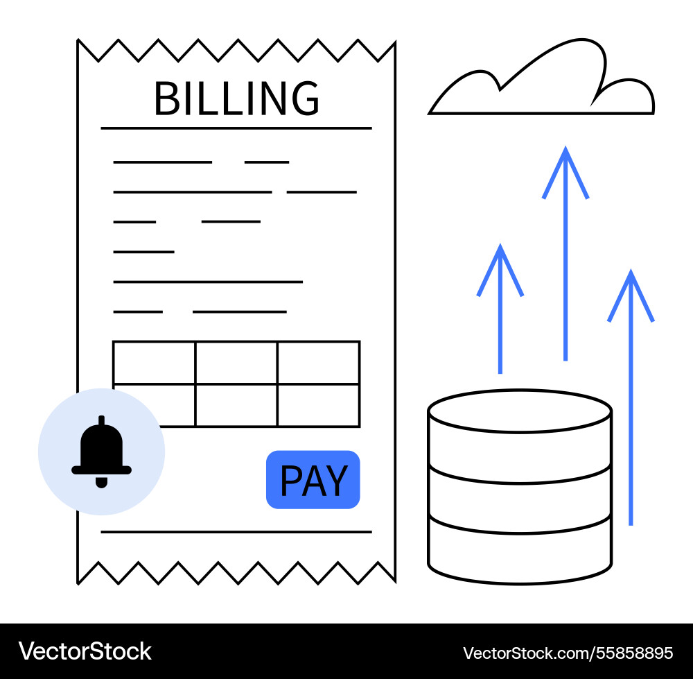 Digital billing and cloud payment system with data Digital billing and cloud payment system with data Vector Image