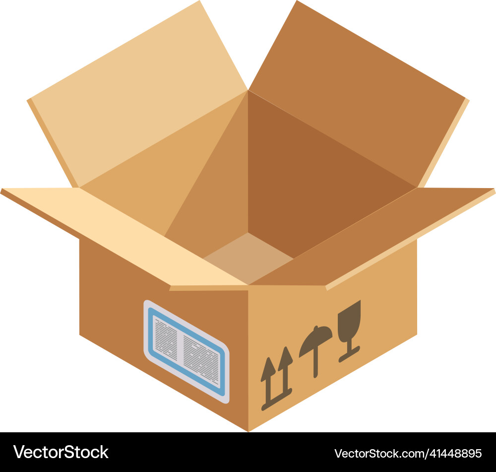 Empty delivery box open cardboard package icon Empty delivery box open cardboard package icon vector image