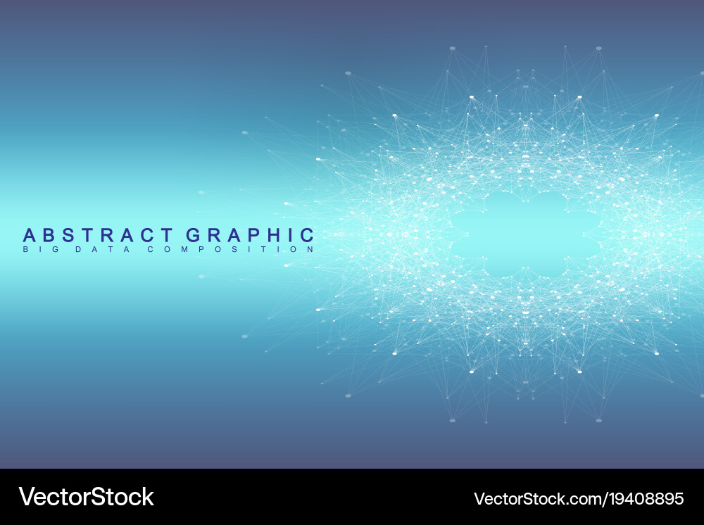 Fractal element with connected line and dots Vector Image