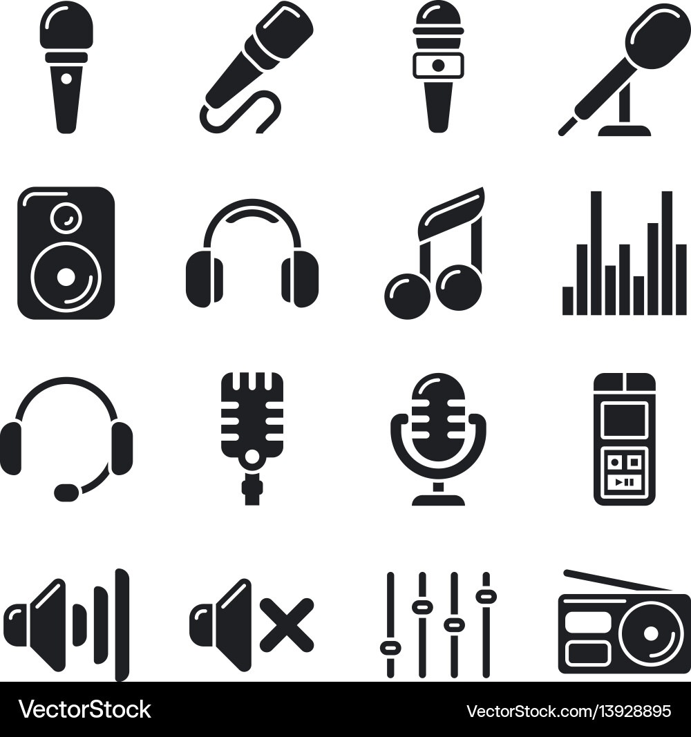 Microphone Icon Set - Music & Audio vector image