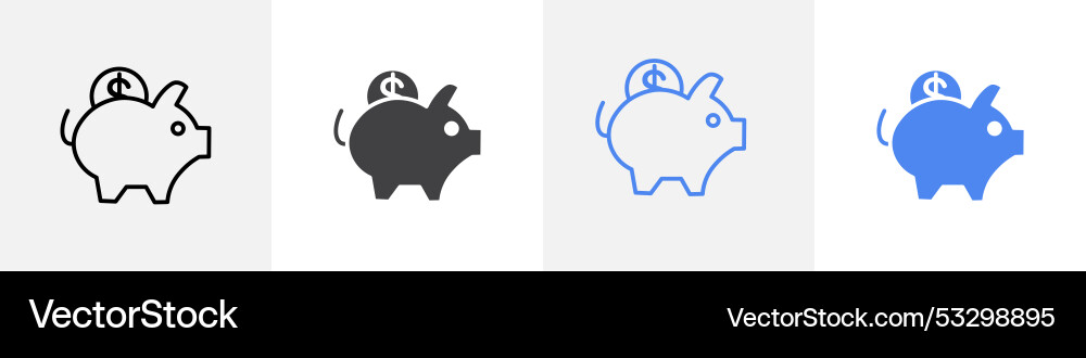 Piggy bank icon set use for web ui or app Piggy bank icon set use for web ui or app Vector Image