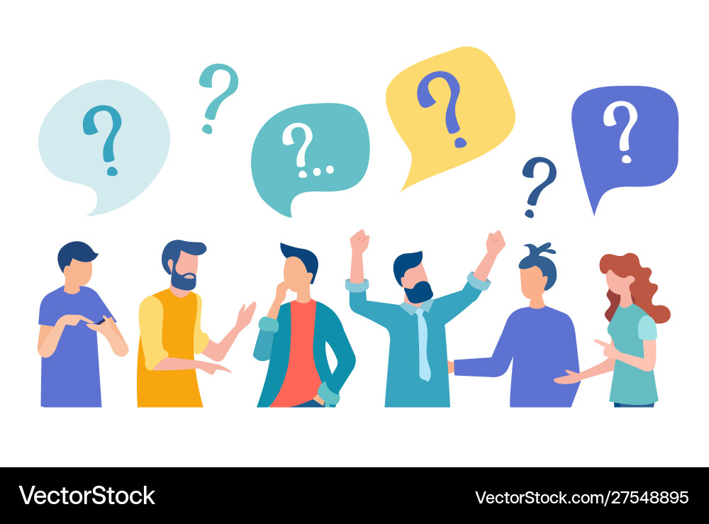 Questions and discussion in search an answer Questions and discussion in search an answer vector image