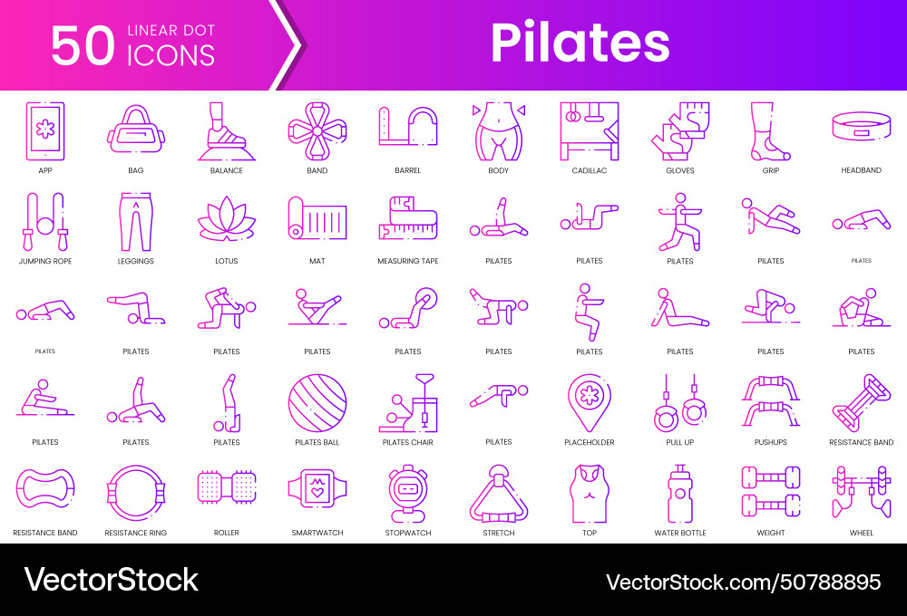 Set of pilates icons gradient style icon bundle vector image