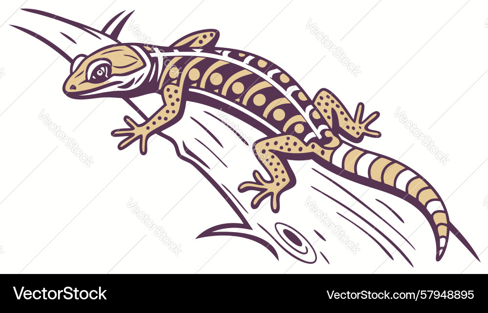 Textured Lizard on Rustic Log Vector Image