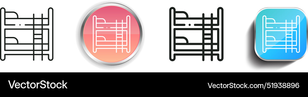 Bunk bed icon thin linear regular and button vector image