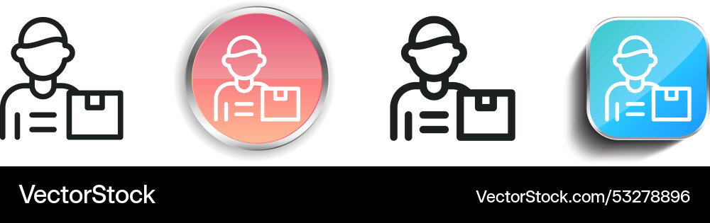 Delivery man icon thin linear regular and button vector image